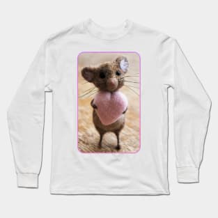 Love Bug Mouse holding Heart Long Sleeve T-Shirt